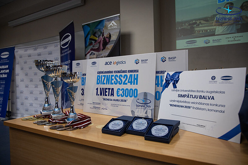 LU Banku augstskolas uzņēmējdarbības veicināšanas konkursā "Bizness24h 2026" noskaidrotas uzvarētāju komandas