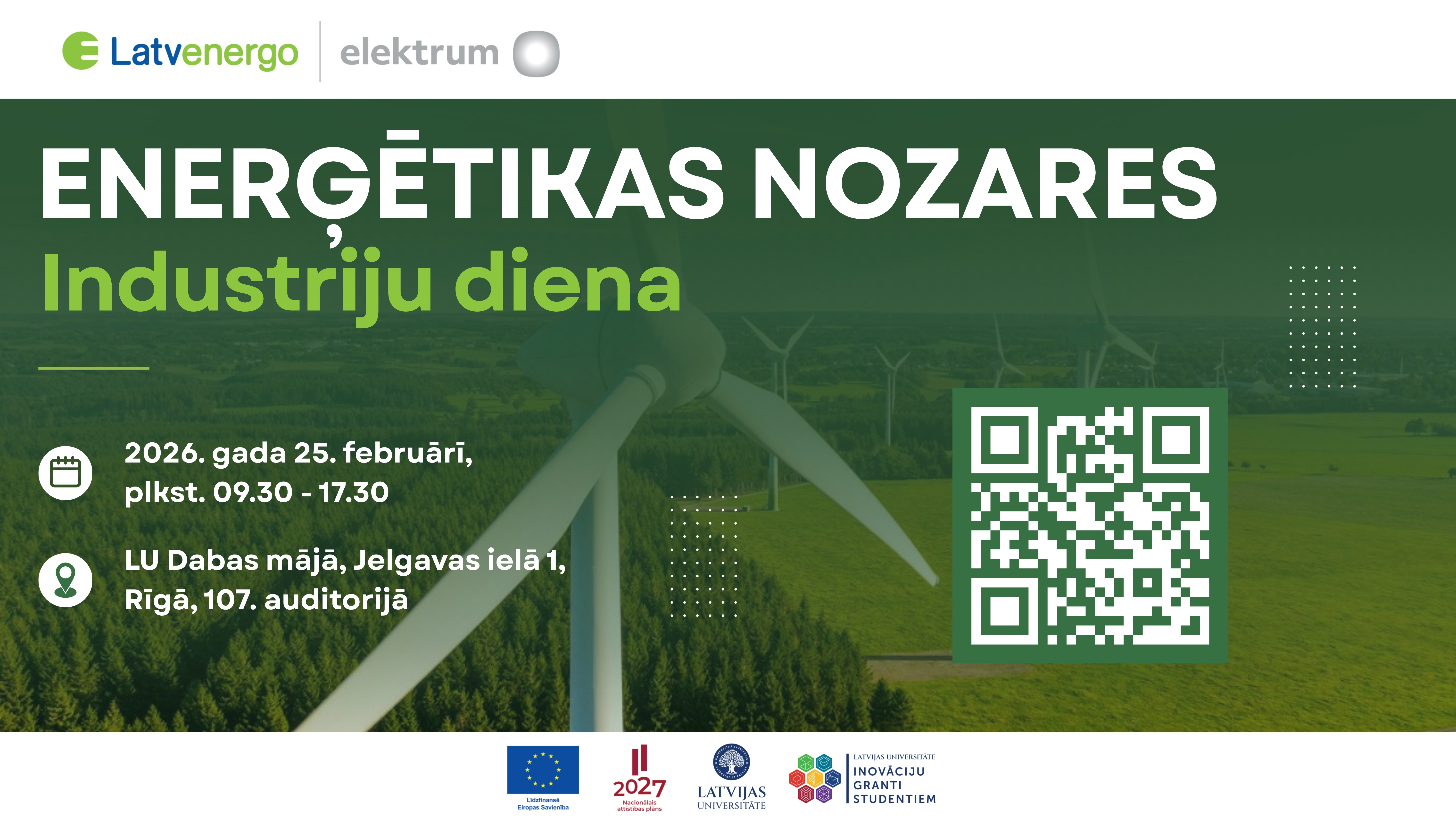Plakāts pasākumam "Enerģētikas nozares industriju diena" 2026. gada 25. februārī