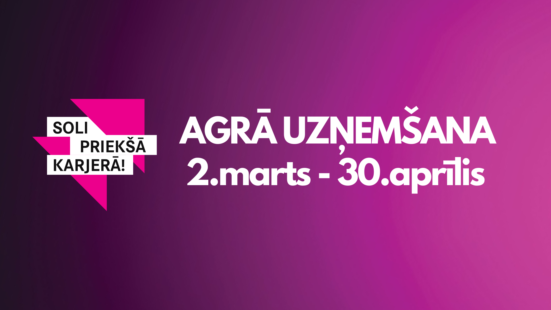 Grafiskais baneris ar informāciju par agrās uzņemšanas periodu LU Banku augstskolā no 2. marta līdz 30. aprīlim.